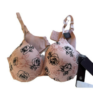 Gloria Vanderbilt Bra 40C Pink Floral Soft Cups Lift Adjustable Back Hook NWT